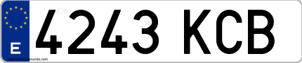 Ejemplo de matrícula de coche ordinaria 4243 KCB