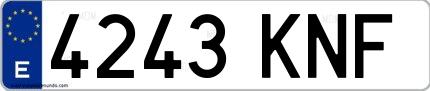Ejemplo de matrícula española 4243 KNF