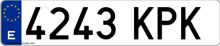 Ejemplo de matrícula de coche ordinaria 4243 KPK