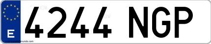 Ejemplo de matrícula española 4244 NGP