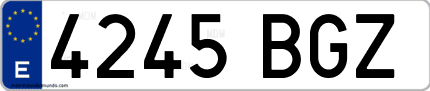 Ejemplo de matrícula de coche ordinaria 4245 BGZ