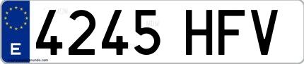 Ejemplo de matrícula española 4245 HFV