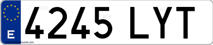 Ejemplo de matrícula de coche ordinaria 4245 LYT