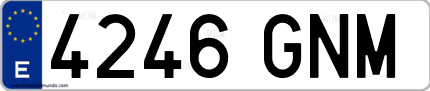 Ejemplo de matrícula de coche ordinaria 4246 GNM