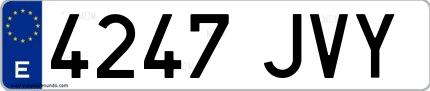 Ejemplo de matrícula española 4247 JVY