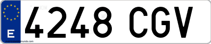 Ejemplo de matrícula de coche ordinaria 4248 CGV