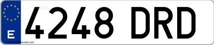 Ejemplo de matrícula española 4248 DRD