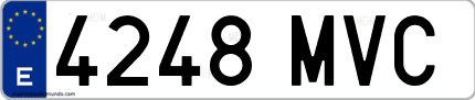 Ejemplo de matrícula de coche ordinaria 4248 MVC