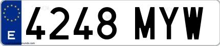 Ejemplo de matrícula española 4248 MYW