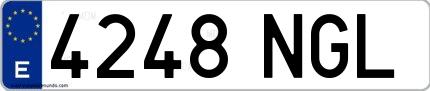 Ejemplo de matrícula española 4248 NGL