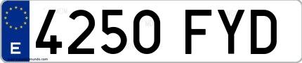Ejemplo de matrícula española 4250 FYD