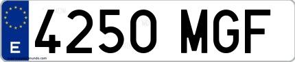 Ejemplo de matrícula española 4250 MGF