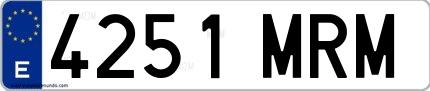 Ejemplo de matrícula española 4251 MRM