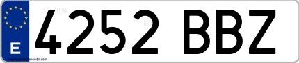 Ejemplo de matrícula española 4252 BBZ