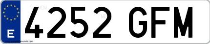 Ejemplo de matrícula española 4252 GFM