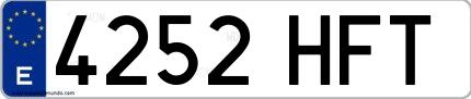 Ejemplo de matrícula española 4252 HFT