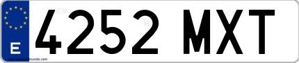 Ejemplo de matrícula española 4252 MXT