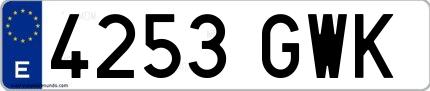 Ejemplo de matrícula española 4253 GWK