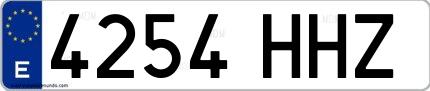 Ejemplo de matrícula española 4254 HHZ