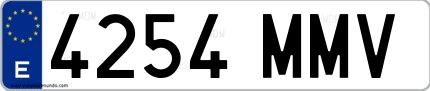 Ejemplo de matrícula española 4254 MMV