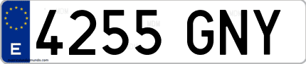 Ejemplo de matrícula de coche ordinaria 4255 GNY