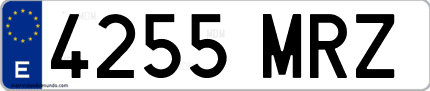 Ejemplo de matrícula de coche ordinaria 4255 MRZ