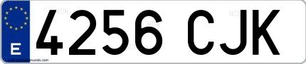 Ejemplo de matrícula española 4256 CJK