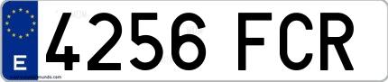 Ejemplo de matrícula española 4256 FCR