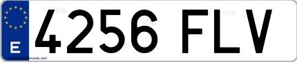 Ejemplo de matrícula española 4256 FLV