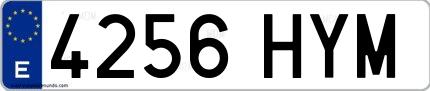 Ejemplo de matrícula española 4256 HYM