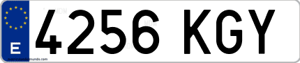 Ejemplo de matrícula de coche ordinaria 4256 KGY