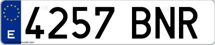 Ejemplo de matrícula española 4257 BNR