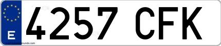 Ejemplo de matrícula española 4257 CFK