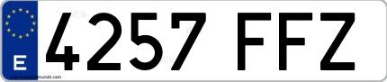 Ejemplo de matrícula española 4257 FFZ