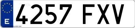 Ejemplo de matrícula española 4257 FXV