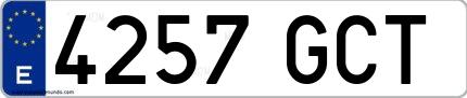 Ejemplo de matrícula española 4257 GCT