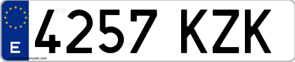 Ejemplo de matrícula de coche ordinaria 4257 KZK