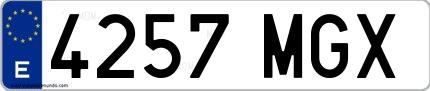 Ejemplo de matrícula española 4257 MGX