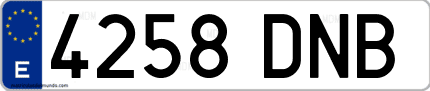 Ejemplo de matrícula de coche ordinaria 4258 DNB