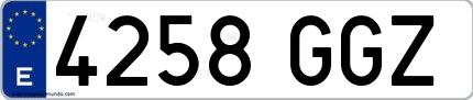 Ejemplo de matrícula española 4258 GGZ