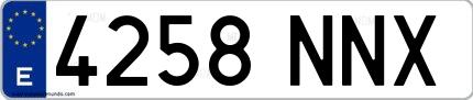 Ejemplo de matrícula española 4258 NNX