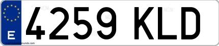 Ejemplo de matrícula española 4259 KLD
