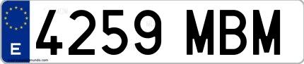 Ejemplo de matrícula española 4259 MBM