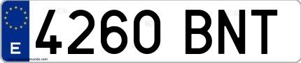 Ejemplo de matrícula española 4260 BNT