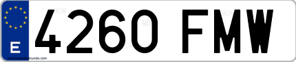 Ejemplo de matrícula de coche ordinaria 4260 FMW