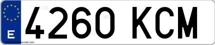 Ejemplo de matrícula española 4260 KCM