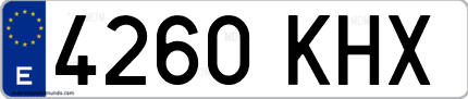 Ejemplo de matrícula de coche ordinaria 4260 KHX