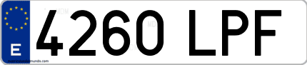 Ejemplo de matrícula de coche ordinaria 4260 LPF