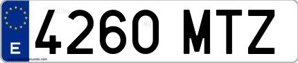 Ejemplo de matrícula española 4260 MTZ