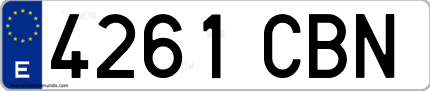 Ejemplo de matrícula de coche ordinaria 4261 CBN